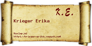 Krieger Erika névjegykártya